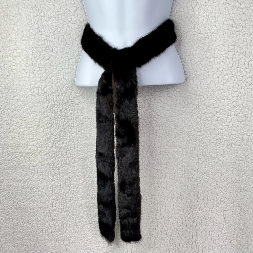 EUC genuine mink scarf/belt, dark brown, silky & luxurious vintage estate piece - Picture 2 of 5
